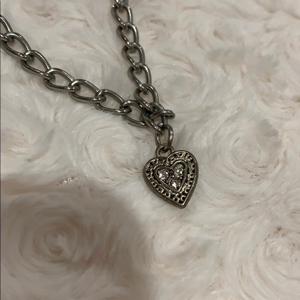 detailed crystal heart charm necklace